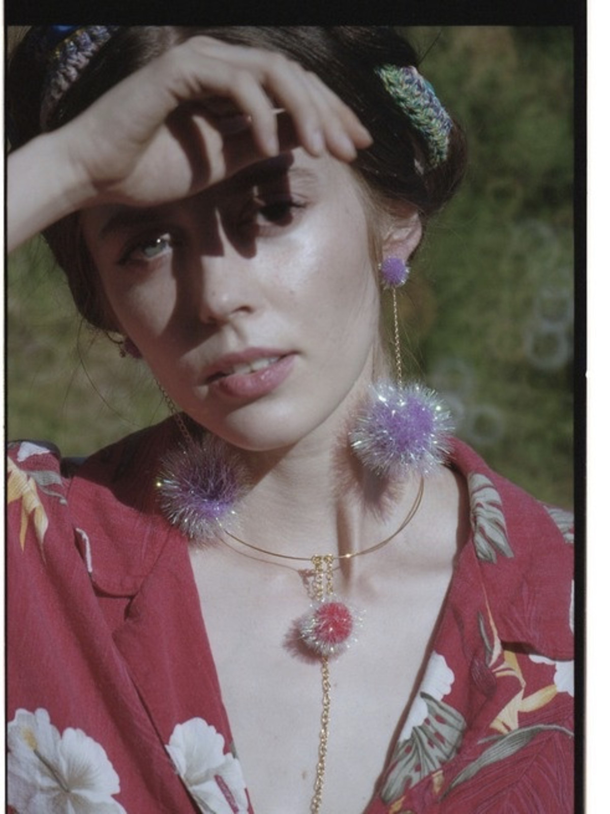 Dady Bones Puff Ball Earrings Purple Garmentory