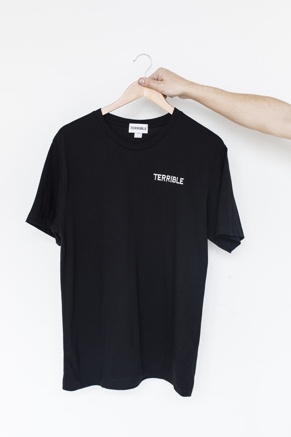 Unisex Terrible Records Cotton Embroidered T-shirt - Black Unisex Terrible Records Cotton Embroidered T-shirt - Black