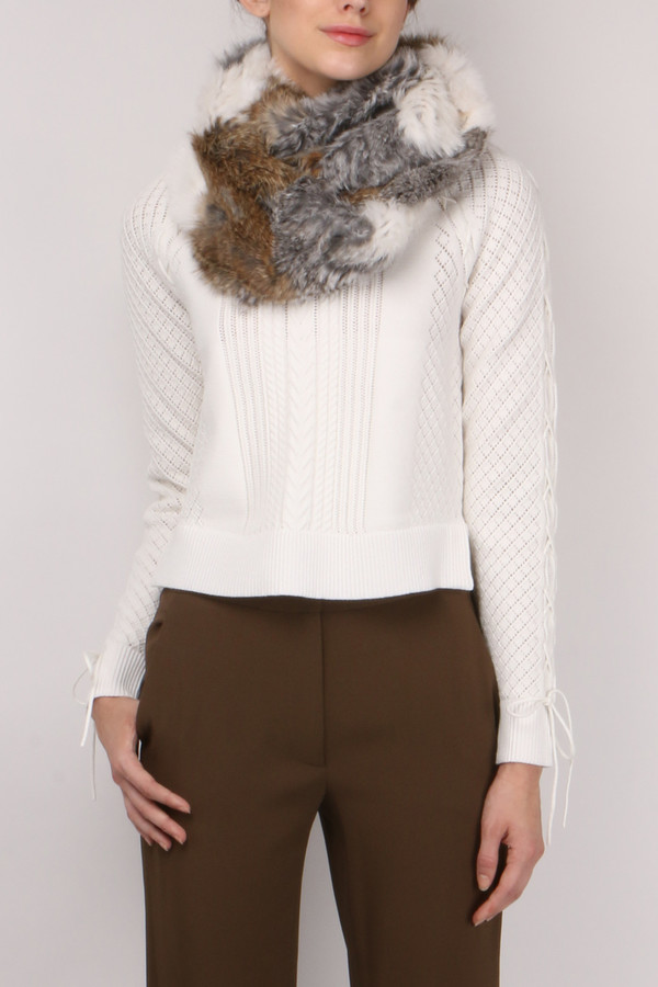 Jocelyn Fur Chevron Long Hair Rabbit Scarf Jocelyn Fur Chevron Long Hair Rabbit Scarf