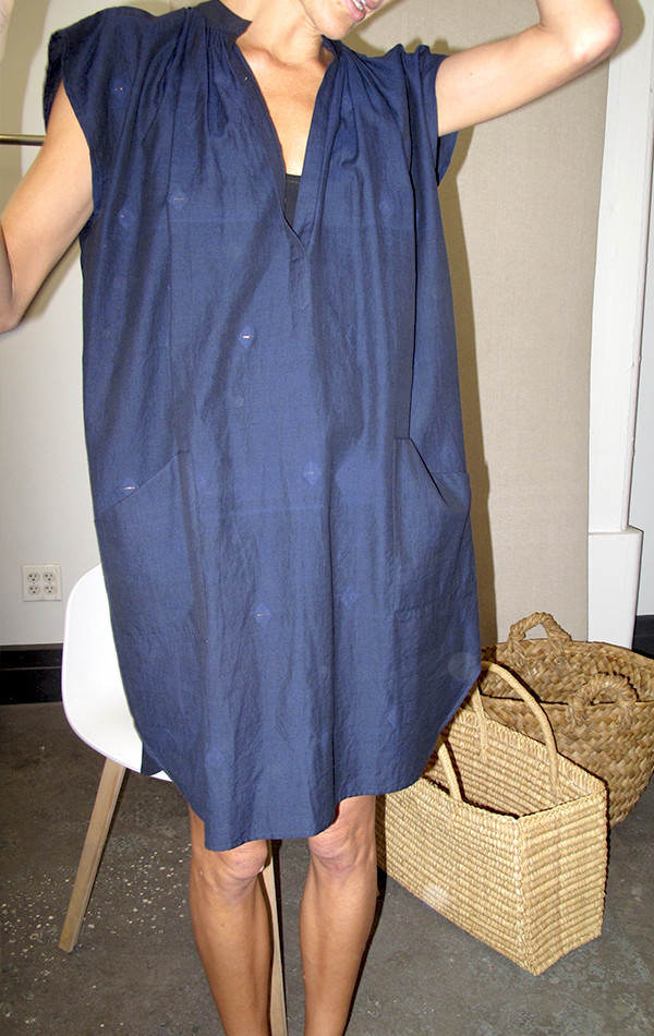 Two New York Blue/Black Khadi tunic with metallic weave Two New York Blue/Black Khadi tunic with metallic weave