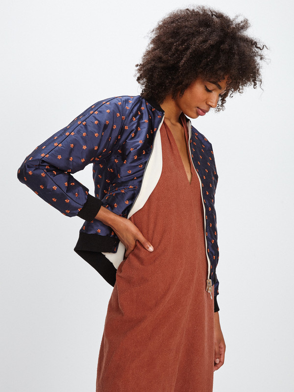 Nikki Chasin CAPTAIN REVERSIBLE BOMBER / OCHRE FLORAL JACQUARD Nikki Chasin CAPTAIN REVERSIBLE BOMBER / OCHRE FLORAL JACQUARD