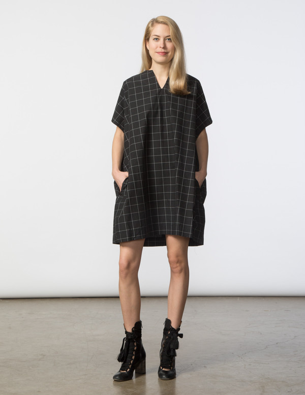 SBJ Austin Mary Dress - Navy Woven Window Pane SBJ Austin Mary Dress - Navy Woven Window Pane