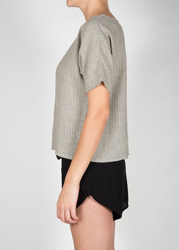 Me & Arrow - Sleeve Box Tee in Black Stripe Me & Arrow - Sleeve Box Tee in Black Stripe
