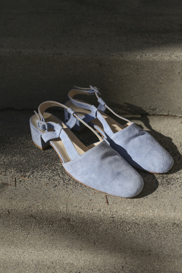 Maryam Nassir Zadeh Susan Slingback in Sky Blue Suede Maryam Nassir Zadeh Susan Slingback in Sky Blue Suede