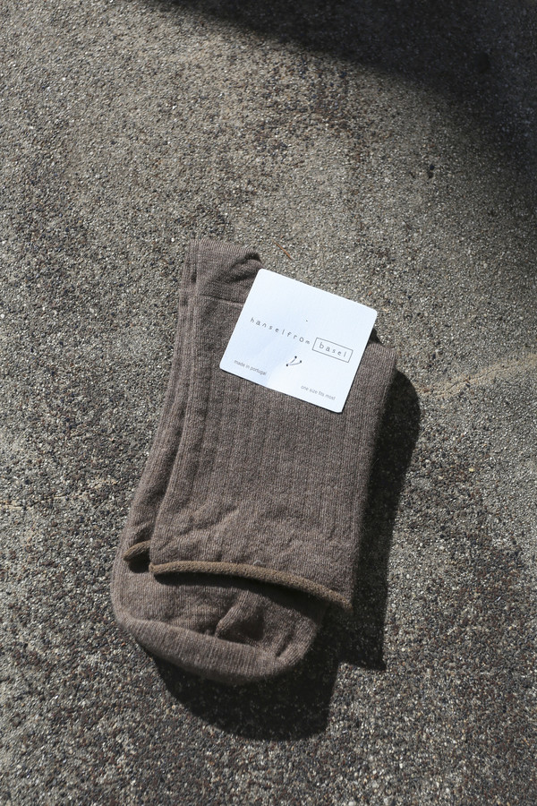 Hansel From Basel Superfine Cashmere Roll Top Short Crew Sock in Llama Hansel From Basel Superfine Cashmere Roll Top Short Crew Sock in Llama
