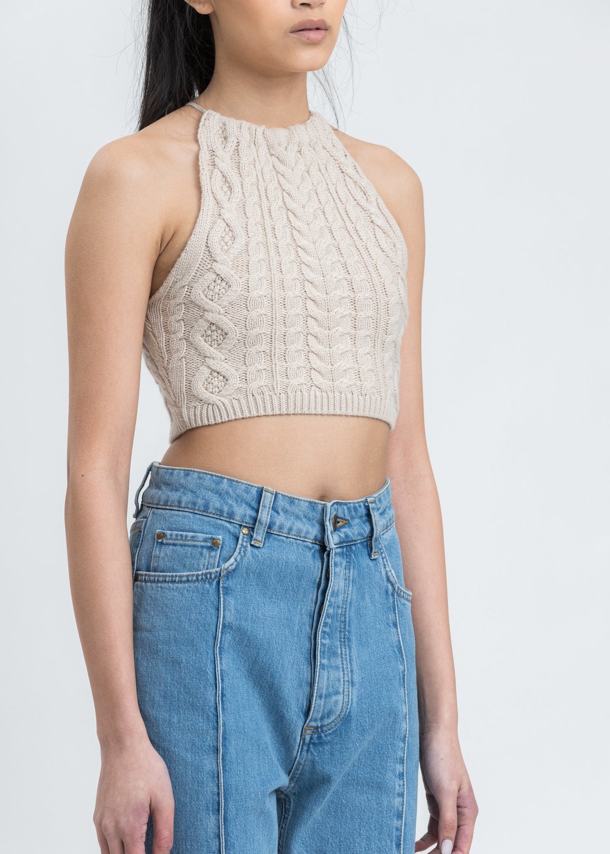 Danielle Guizio Cable Knit Halter Tie 