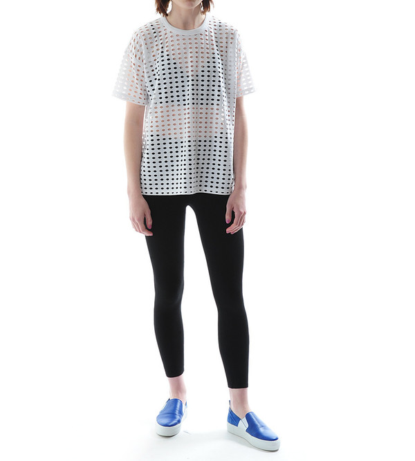 T By Alexander Wang Circular Hole Jacquard Jersey Boxy Short Sleeve Tee T By Alexander Wang Circular Hole Jacquard Jersey Boxy Short Sleeve Tee