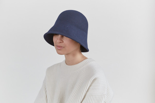 Clyde 4 Way Hat in Navy Wool Clyde 4 Way Hat in Navy Wool