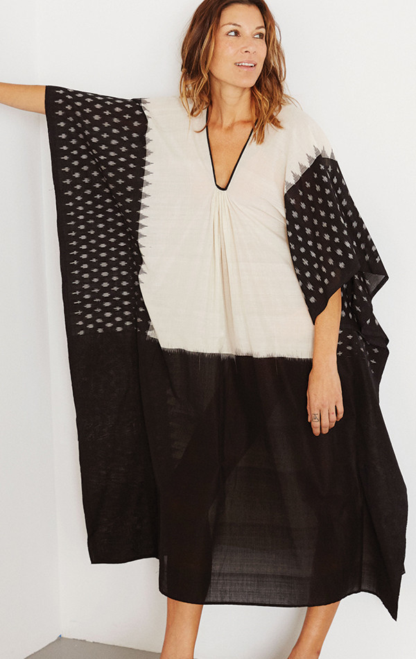 Two New York Ikat caftan with black front Two New York Ikat caftan with black front