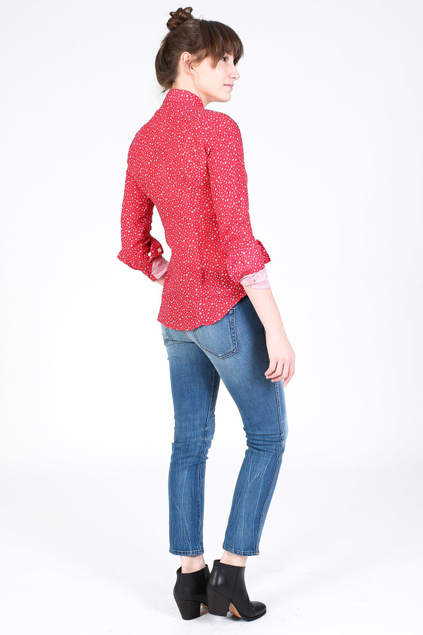 Vert & Vogue Button down shirt in red floral Vert & Vogue Button down shirt in red floral