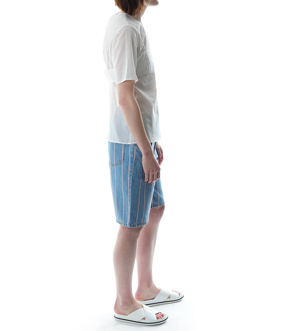 T By Alexander Wang Selvage Stripe Denim Baggy Long Shorts T By Alexander Wang Selvage Stripe Denim Baggy Long Shorts