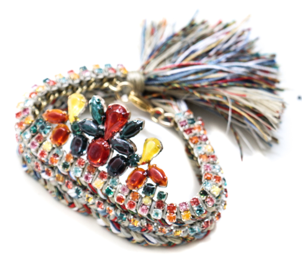 Alyssa Norton Triple Braid Cuff with Hand Painted Rhinestone Drop Alyssa Norton Triple Braid Cuff with Hand Painted Rhinestone Drop