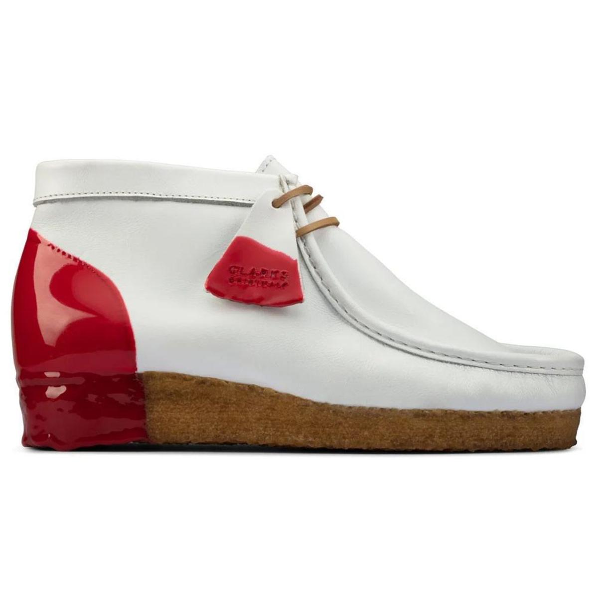 Clarks Wallabee Boot - White/Red 