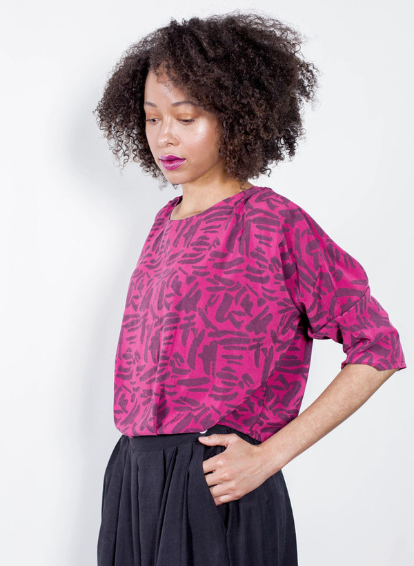 Seek Collective Martyna Top Magenta Brush Stroke Print Seek Collective Martyna Top Magenta Brush Stroke Print