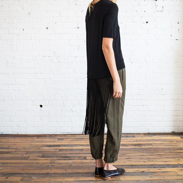 Raquel Allegra Fringe Tee Black Raquel Allegra Fringe Tee Black