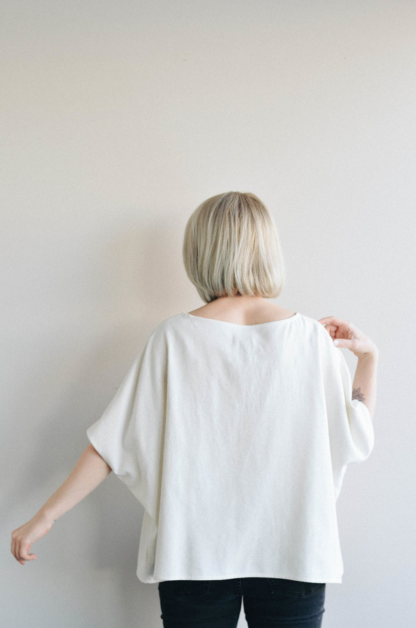 Jamie + The Jones Pocket Box Top, Natural Raw Silk Jamie + The Jones Pocket Box Top, Natural Raw Silk