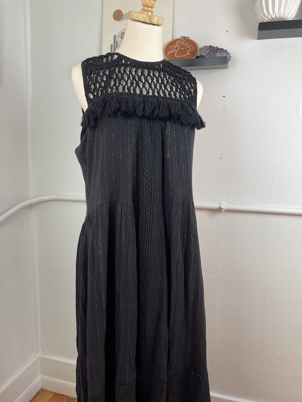 Anthropologie Tassel Maxi Dress - Black 