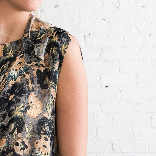 Gary Graham Shoulder Drape Dress Embroidery Gary Graham Shoulder Drape Dress Embroidery