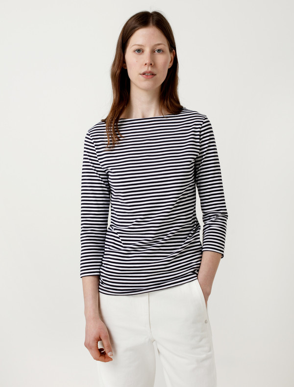 Sunspel Stripe Long Sleeve Boat Neck Sunspel Stripe Long Sleeve Boat Neck