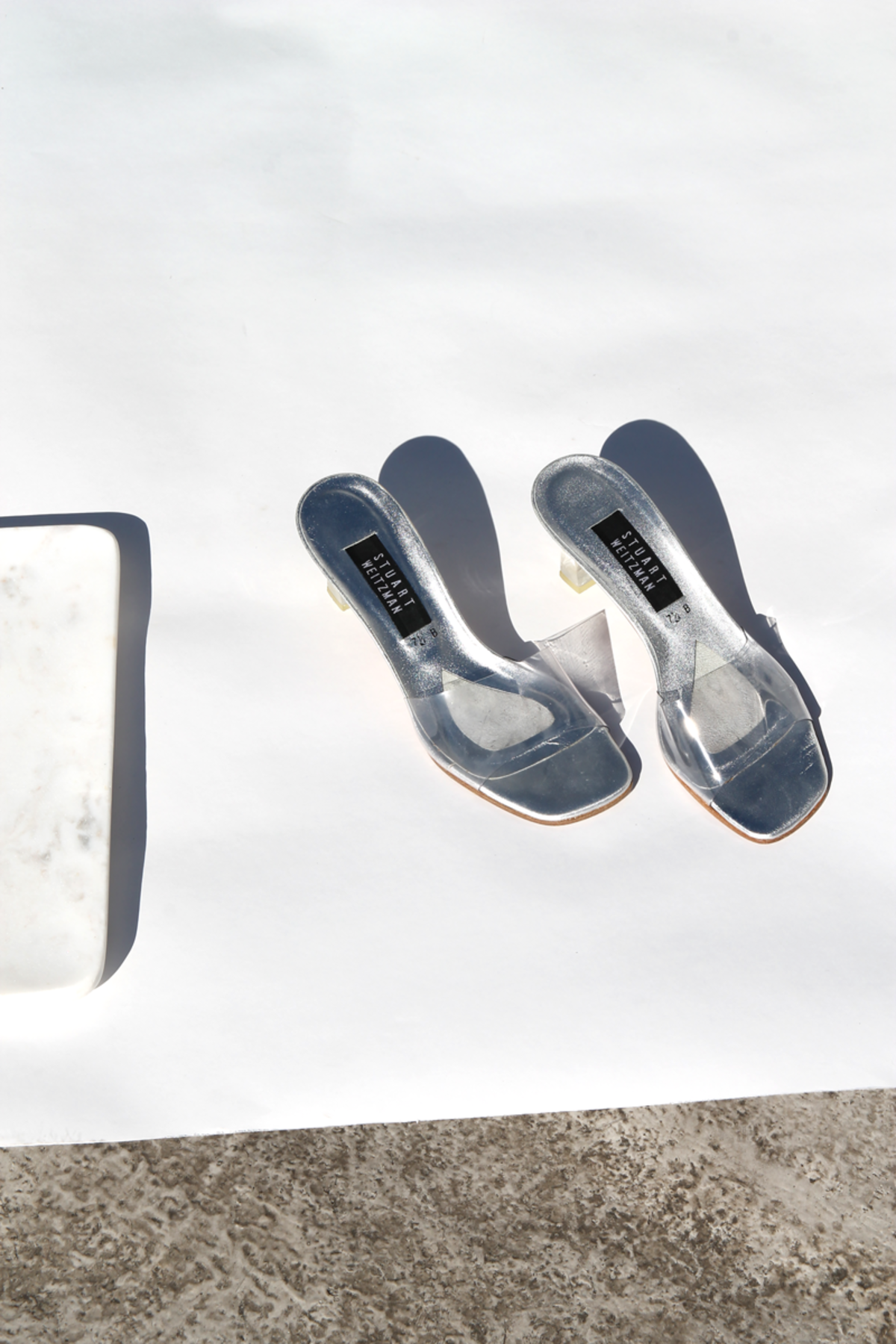 stuart weitzman lucite heels