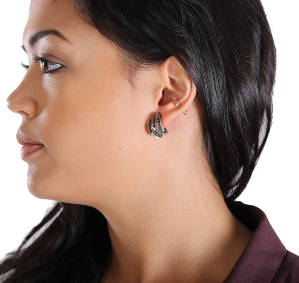 Abel Silver Curved Deco Earrings Abel Silver Curved Deco Earrings