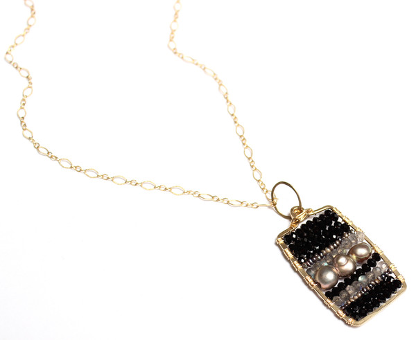 Spinel & Pearl Paddle Necklace Spinel & Pearl Paddle Necklace