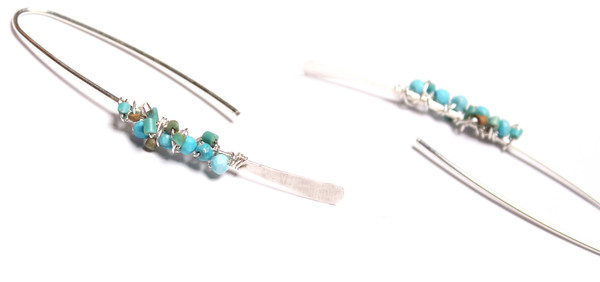 James and Jezebelle Turquoise Silver Paperclip Earring James and Jezebelle Turquoise Silver Paperclip Earring