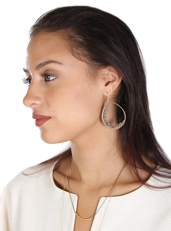 James and Jezebelle Labradorite Wrapped Large Hoops James and Jezebelle Labradorite Wrapped Large Hoops