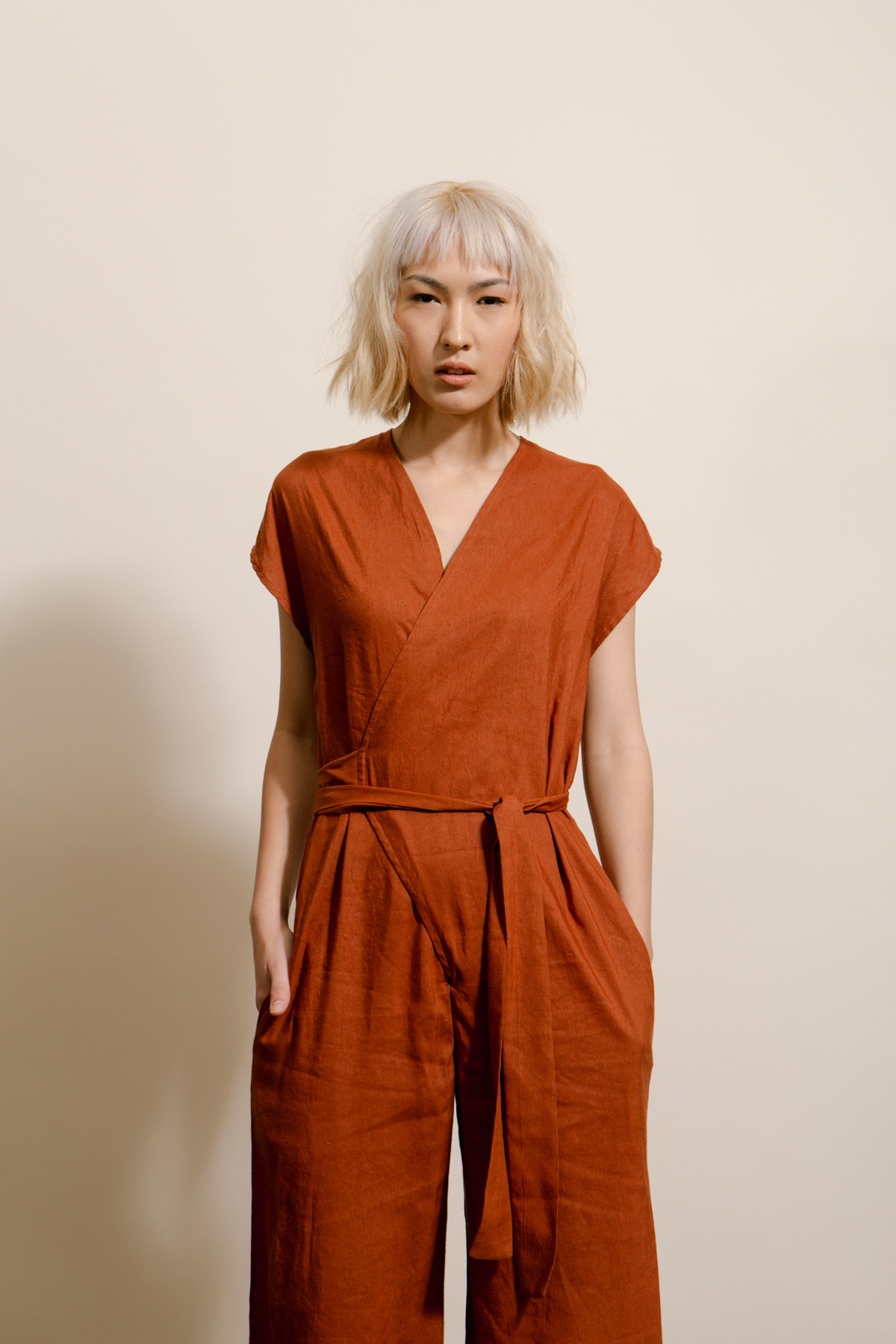 rust linen jumpsuit