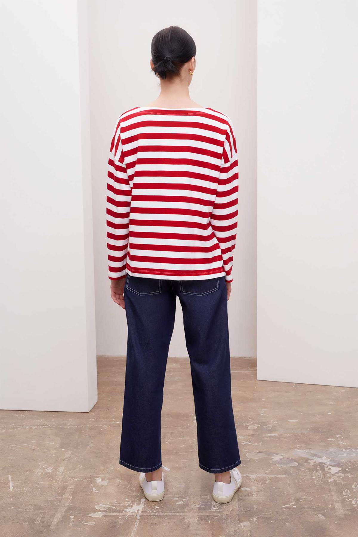 Kowtow Breton Sweater - Navy White Stripe