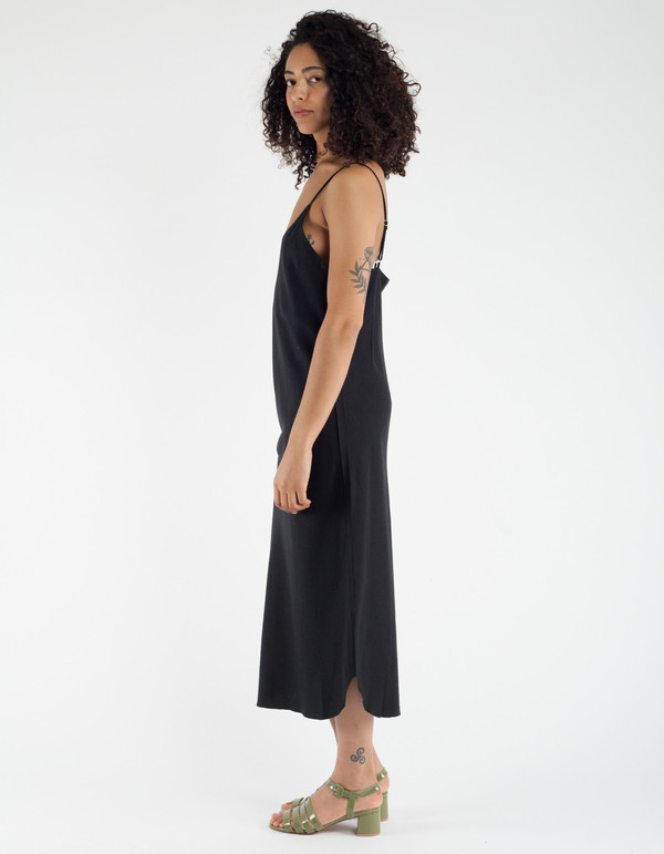 Ozma Slip Dress Black Silk Noil Ozma Slip Dress Black Silk Noil