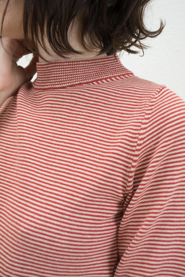 Micaela Greg Scarlet & Nude Mini Stripe Top Micaela Greg Scarlet & Nude Mini Stripe Top