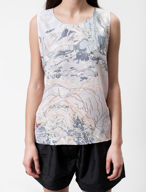 Christopher Raeburn Silk World Map Tank Christopher Raeburn Silk World Map Tank