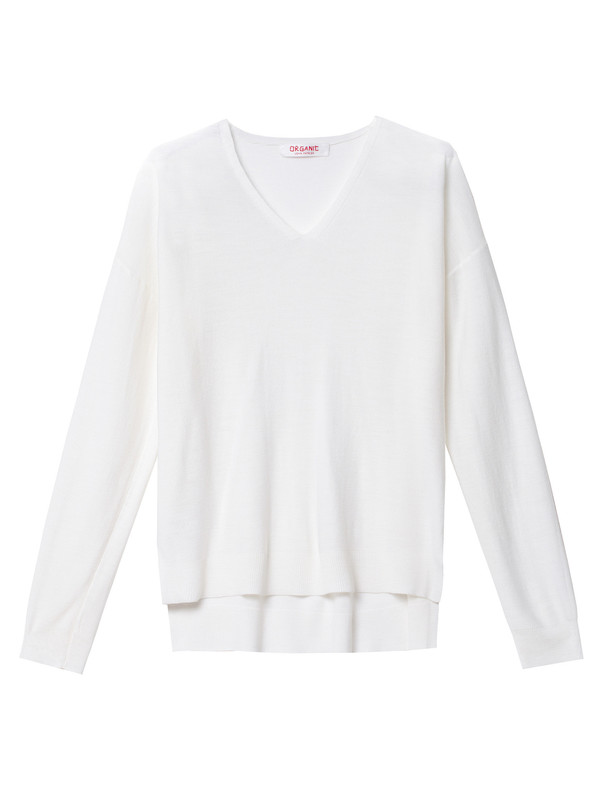 Organic by John Patrick V-Neck Superfine Merino Off-White Organic by John Patrick V-Neck Superfine Merino Off-White