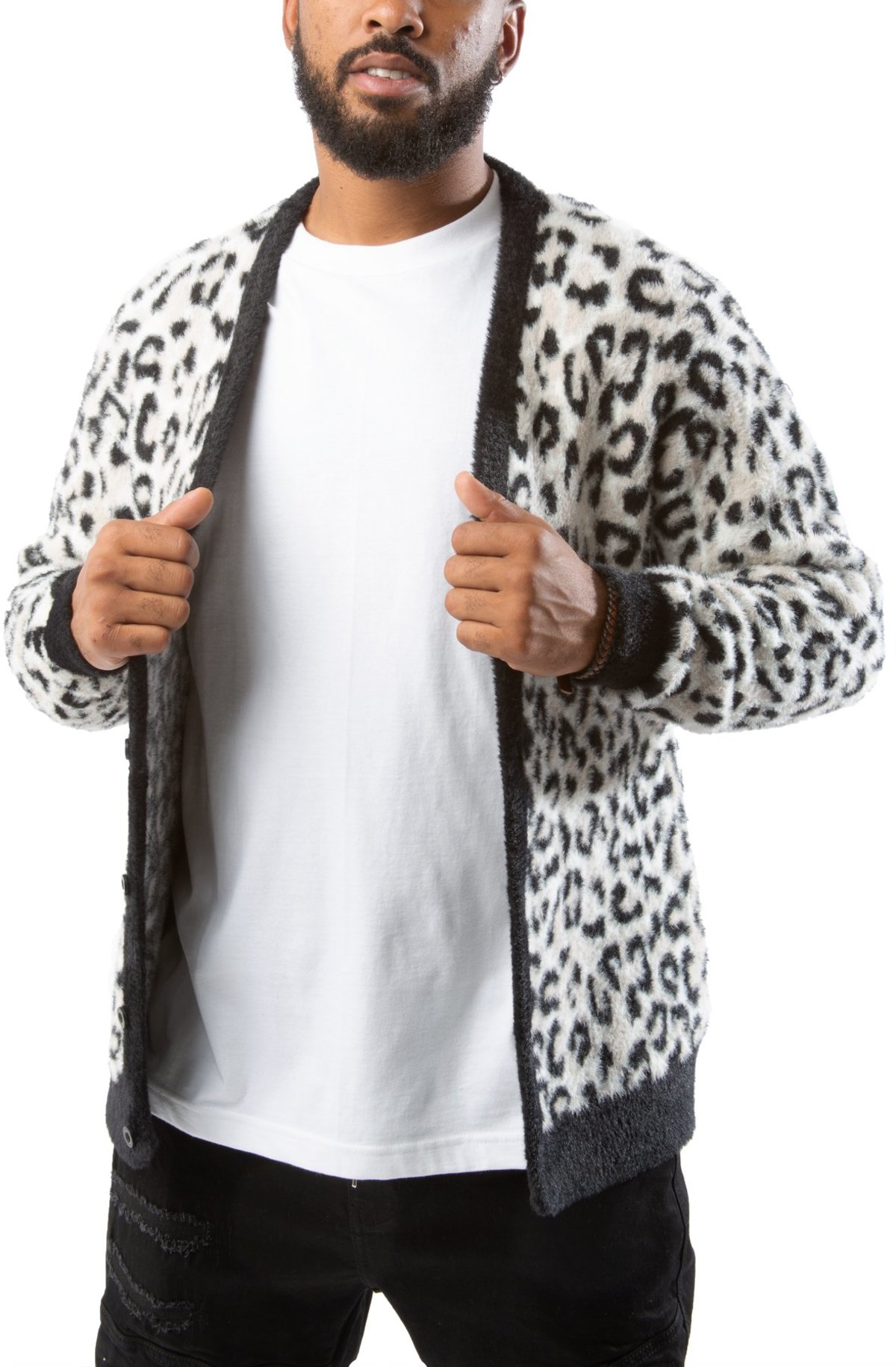 white leopard cardigan