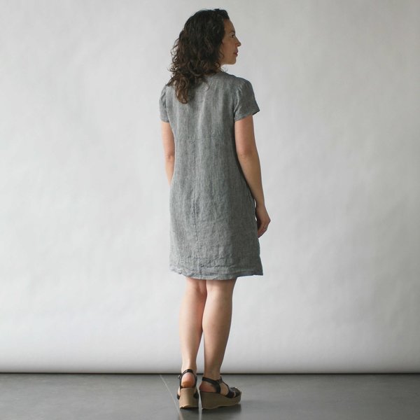 Nuthatch Shirred Dress in Washed Linen Nuthatch Shirred Dress in Washed Linen