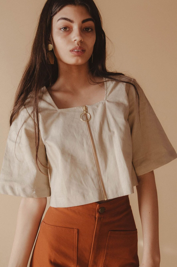 Lykke Wullf Linen Zip Up Top Lykke Wullf Linen Zip Up Top