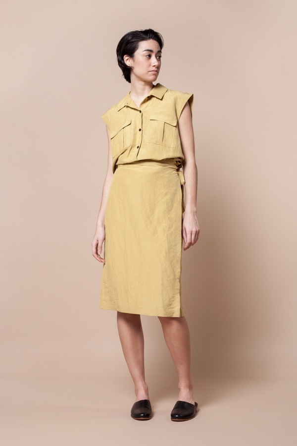 Creatures of Comfort Natasha Dress - silk linen maize Creatures of Comfort Natasha Dress - silk linen maize