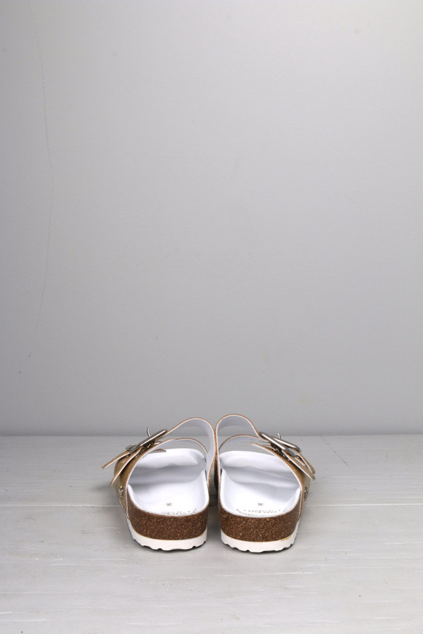 Leather Crown Gold Double Strap Sandal Leather Crown Gold Double Strap Sandal