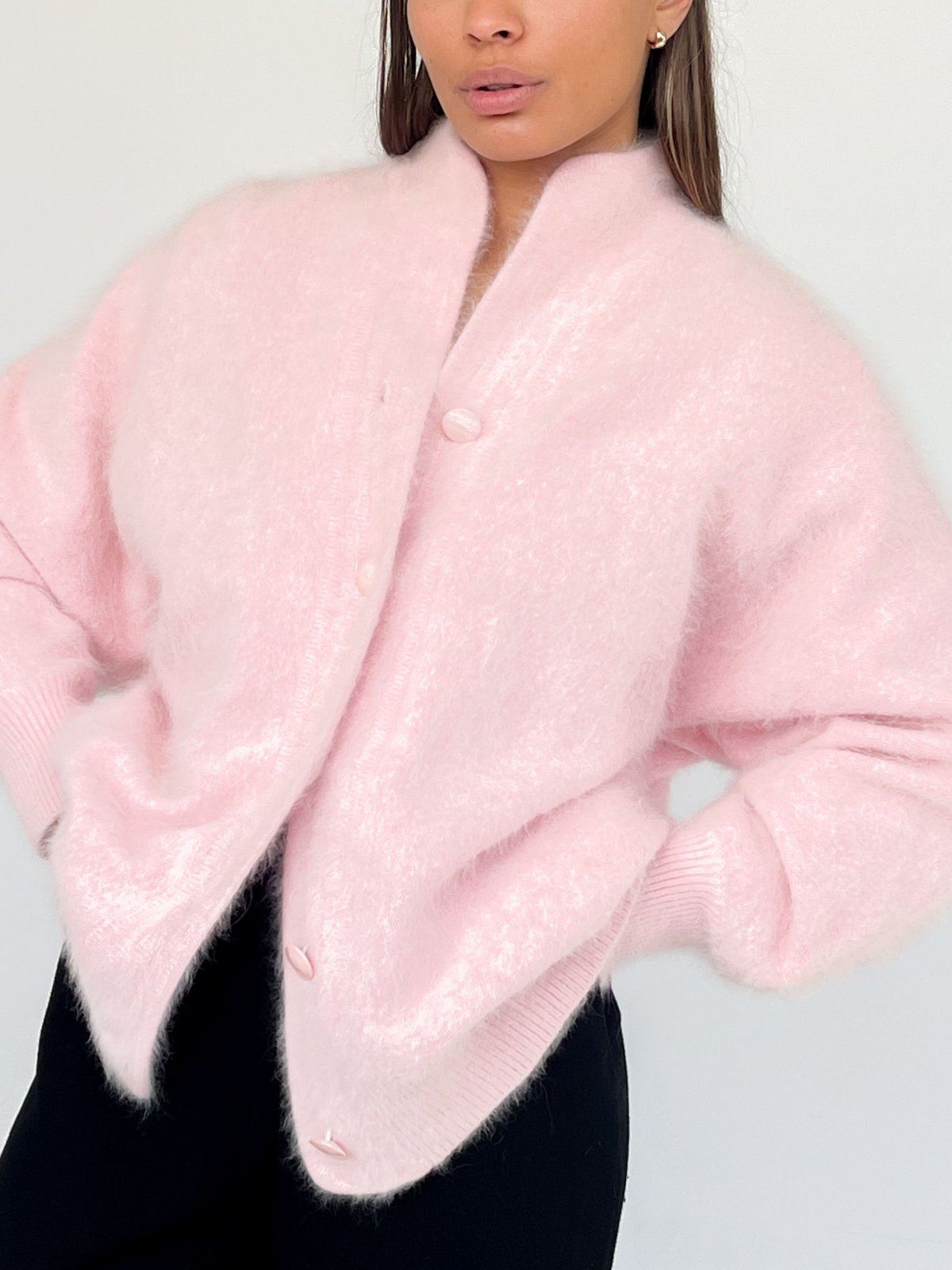 Vintage Angora Cardigan - Baby Pink 