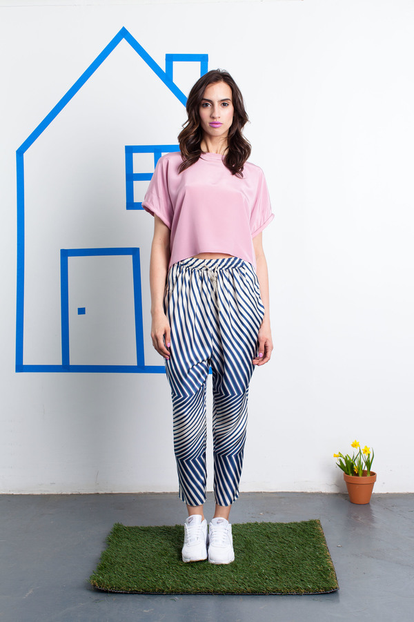 Tia Cibani Ankle Crop Silk Track Pants Tia Cibani Ankle Crop Silk Track Pants