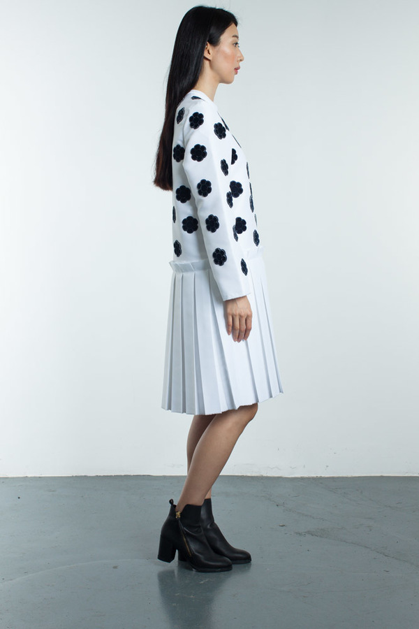 Steven Tai Fuzzy Embroidery Satin Dress Steven Tai Fuzzy Embroidery Satin Dress