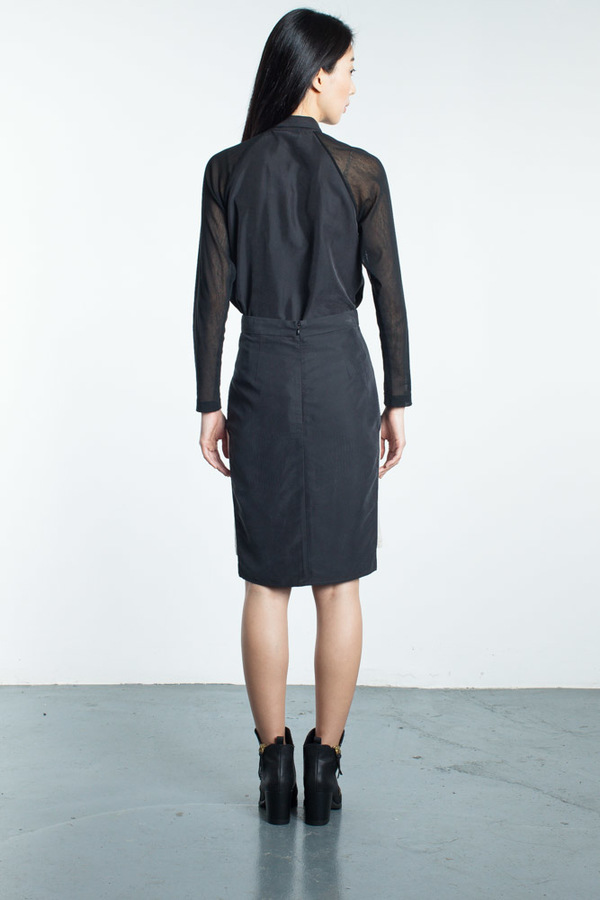 Mandarin & General Raglan Sheer Sleeve Button Up Mandarin & General Raglan Sheer Sleeve Button Up