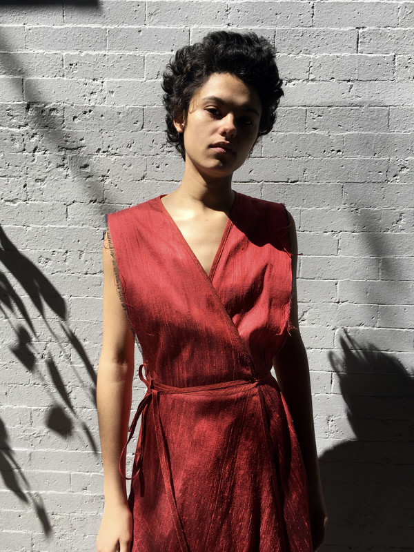 Alexa Stark Red Silk Wrap Dress Alexa Stark Red Silk Wrap Dress