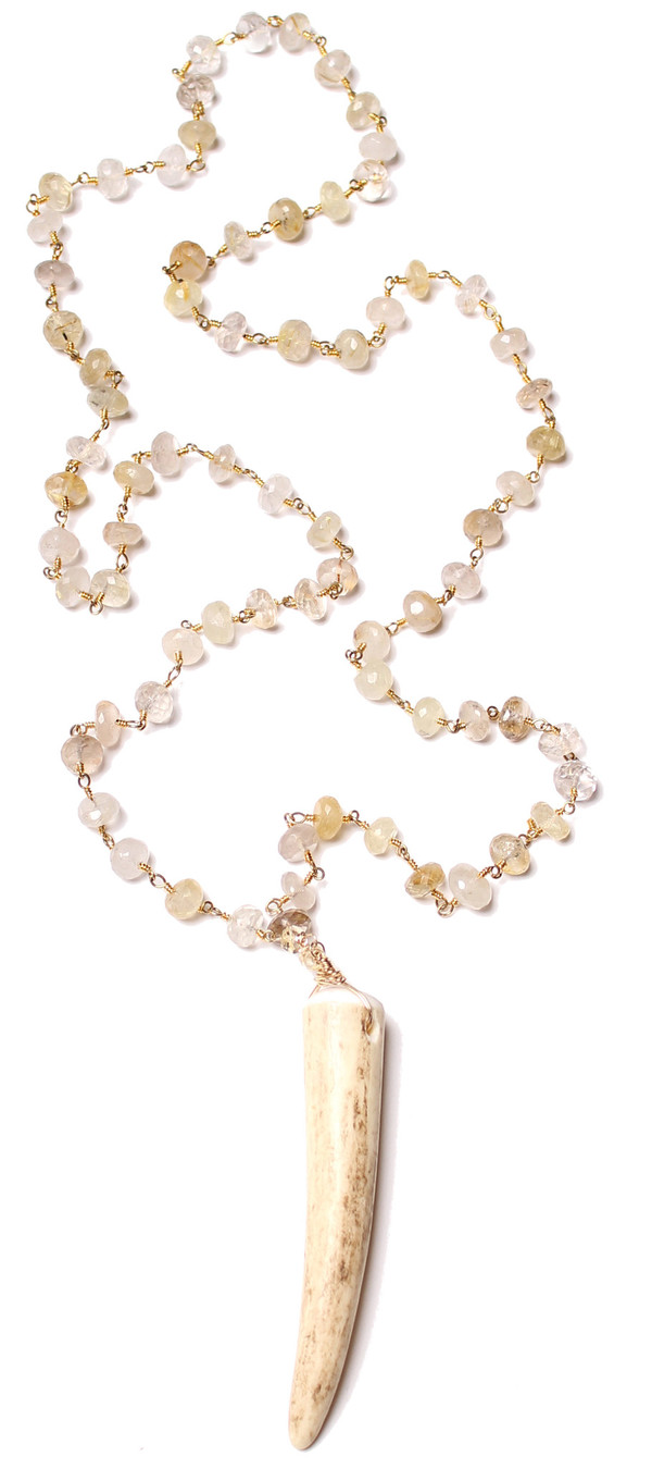 James and Jezebelle Rutilated Lemon Quartz and Antler Necklace James and Jezebelle Rutilated Lemon Quartz and Antler Necklace