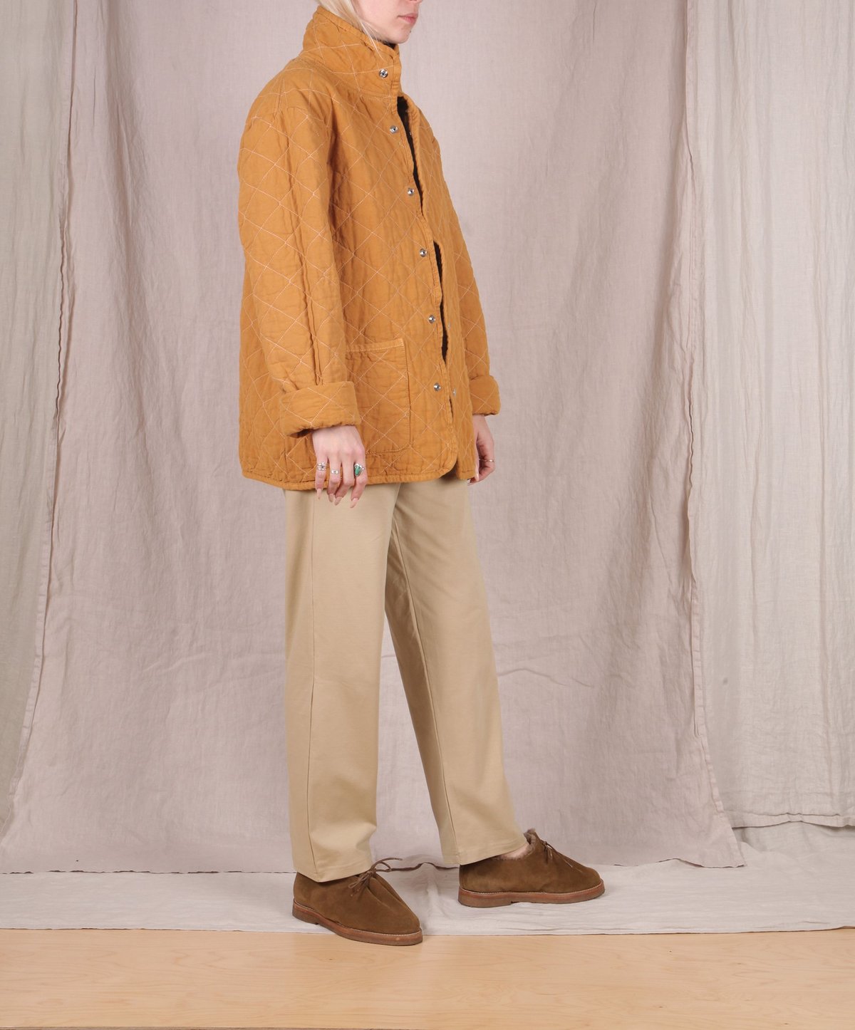 utility canvas quilted snap jacket