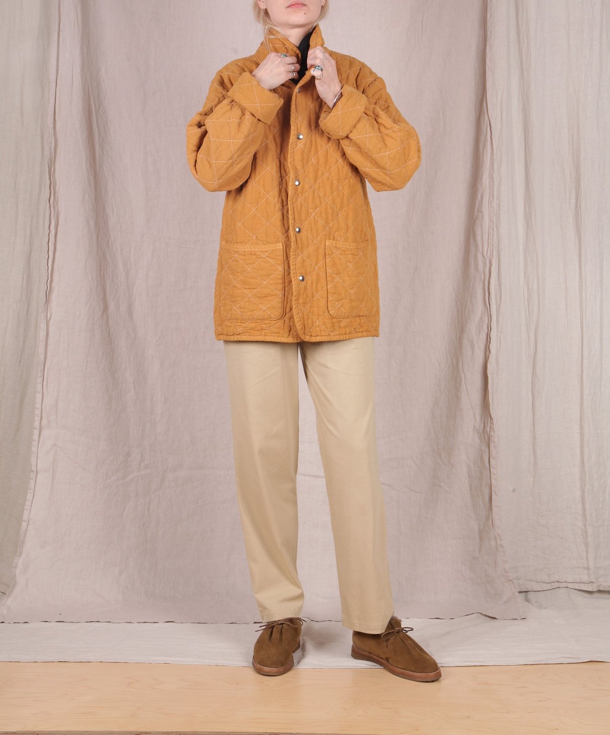 utility canvas quilted snap jacket