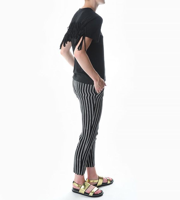 Sacai Luck Black Fringe Back T-shirt Sacai Luck Black Fringe Back T-shirt