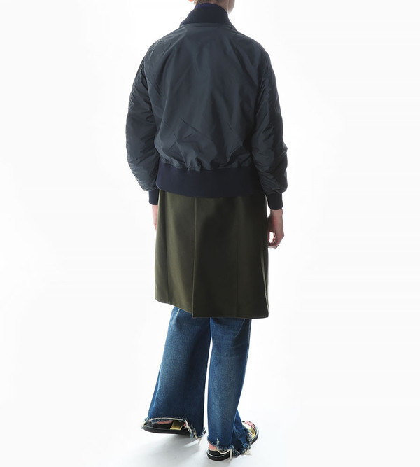 Sacai Luck Combination Puffer Jacket with Wool Coat | Navy Sacai Luck Combination Puffer Jacket with Wool Coat | Navy