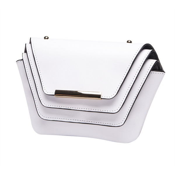 Ellia Wang Geometry Layer Clutch in White Leather Ellia Wang Geometry Layer Clutch in White Leather